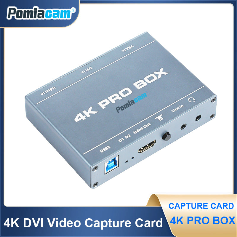 HD Video Capture Card with 4K PRO BOX HDMI Loop Out Support 1080P 60fps Output DVI HDMI VGA To USB3.0 Capture Card