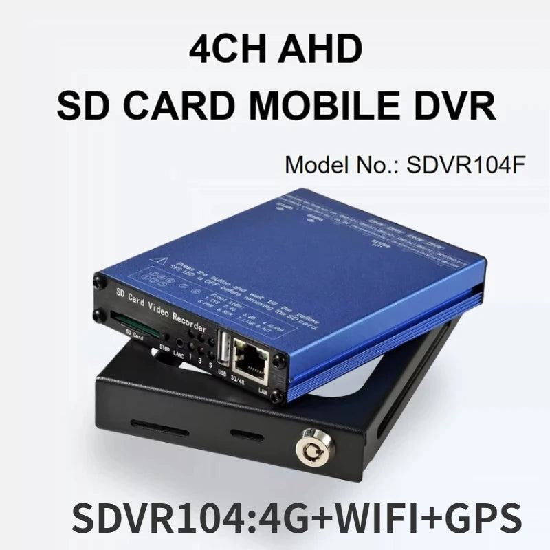 4-channel video monitoring with 4pcs AHD camera for car bus vehicle SDVR104 4CH AHD 1080P video recorder sd card DVR