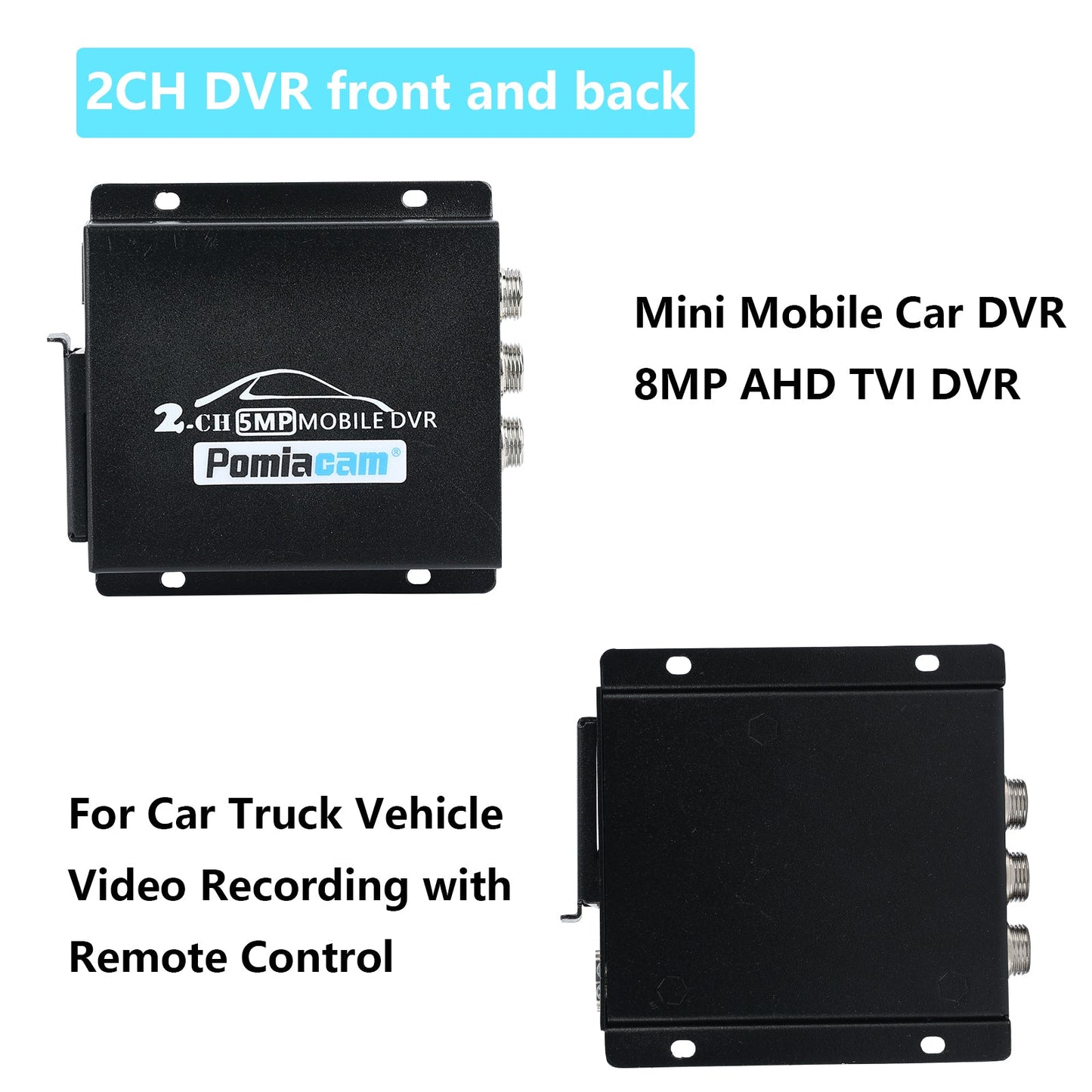 8MP AHD TVI DVR 2ch DVR aŭto kamiono veturilo videoregistro movebla DVR HDMI eligo 2CH MINI DVR HDMI CVBS AHD kun teleregilo 