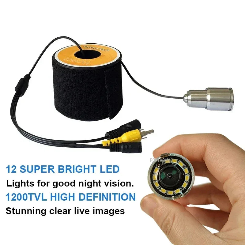 15m Cable Underwater Fishing Camera 12 LED Night Vision Waterproof 1200TVL  Fish Shape Boat Ice  Camera  deep water hunting