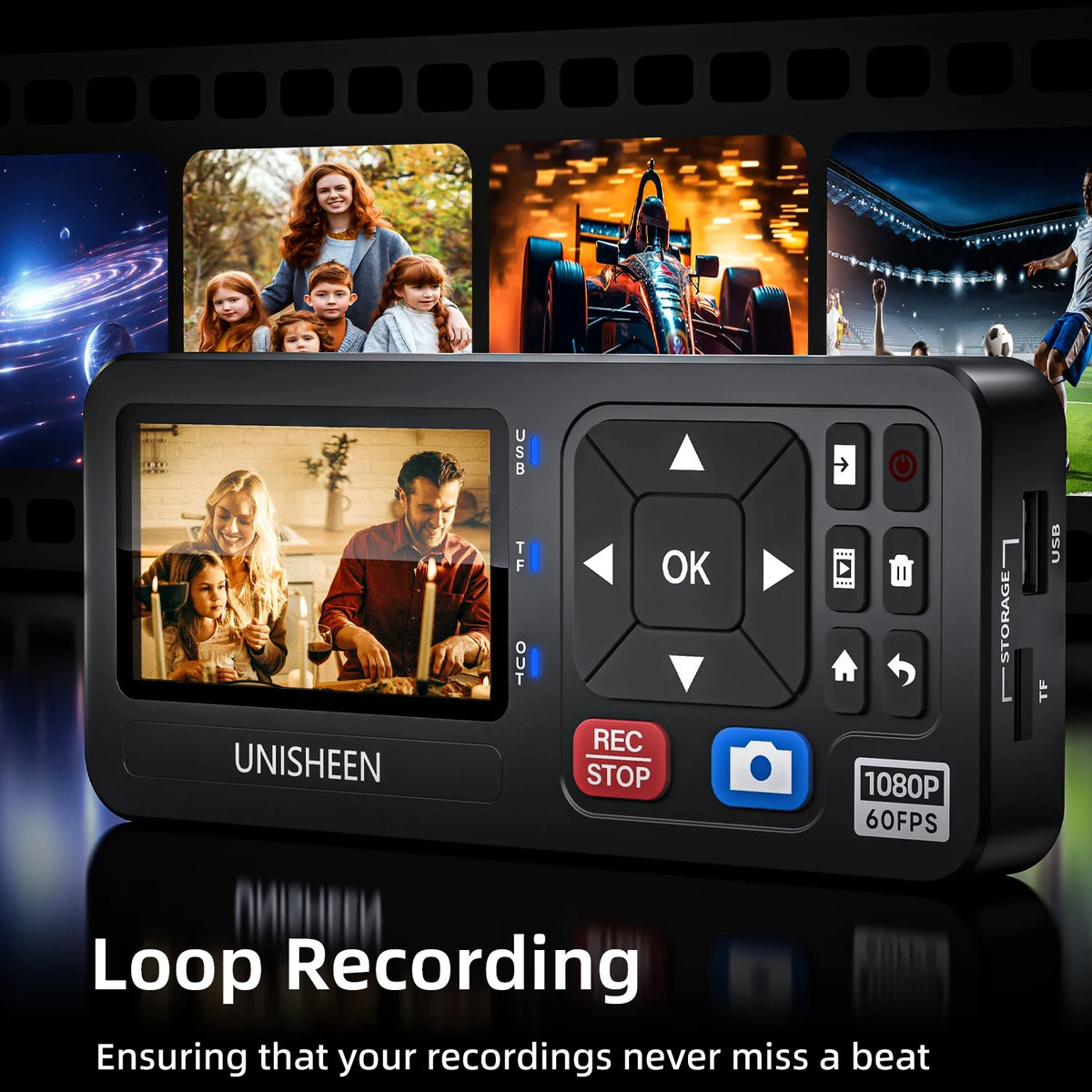 UR500A-M HD Video Capture Box 1080P Video To Digital Converter with 3" Screen 4K HDMI/CVBS/VGA/YPBPR Inputs Video Recorder