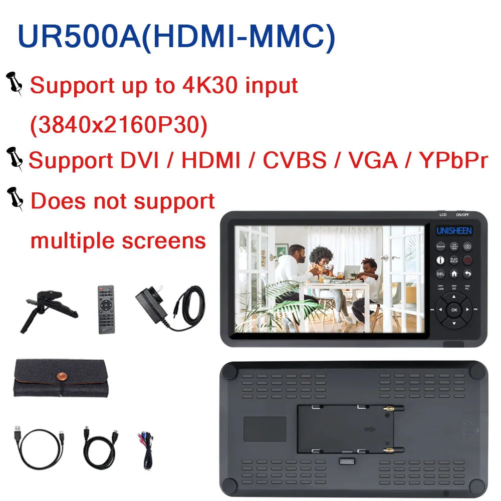 UR500A Video Record StandAlone Monitor Endoscop 2 Channel 4K PIP POP RCA HDMI VGA YPbPr Analog Screen Capture Box