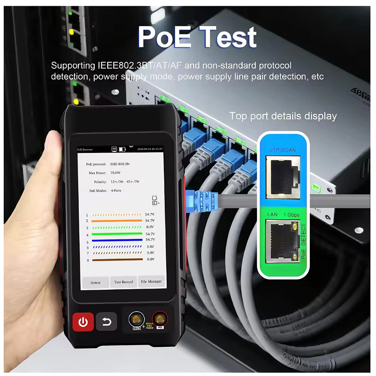 LT-600T 4' Touch Screen UTP Cable Tester PoE VFL OPM TDR Level Meter Test IP Search Scan Tracer in One Network Cable Tool