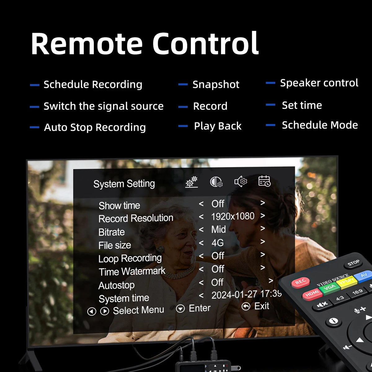 UR500A-M HD Video Capture Box 1080P Video To Digital Converter with 3" Screen 4K HDMI/CVBS/VGA/YPBPR Inputs Video Recorder