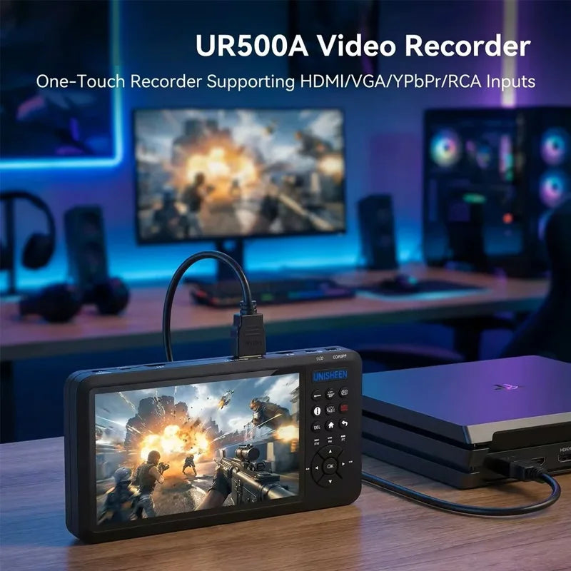 UR500A Video Record StandAlone Monitor Endoscop 2 Channel 4K PIP POP RCA HDMI VGA YPbPr Analog Screen Capture Box