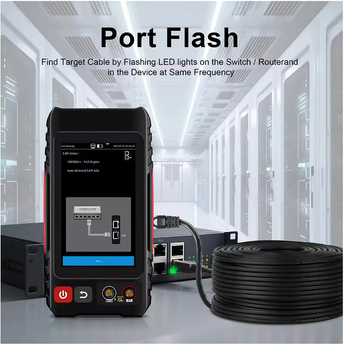 LT-600T 4' Touch Screen UTP Cable Tester PoE VFL OPM TDR Level Meter Test IP Search Scan Tracer in One Network Cable Tool