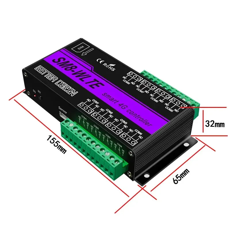 8 output Socket 4G Inching Relay Switch Module DC30V AC250V GSM Relay Switch Smart Life 4G Relay Module SM8