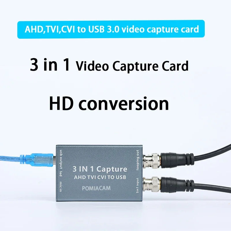 wholesale 3-in-1 Video Capture Card AHD TVI CVI Input USB2.0 Output Computer 1080P HD Drive-free Support Loop Out Support Customization