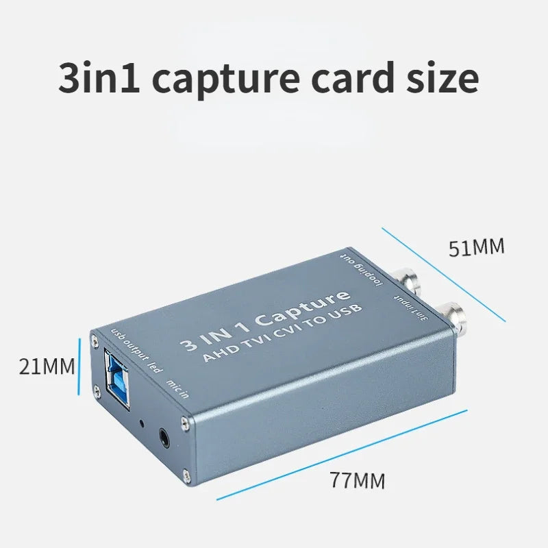 wholesale 3-in-1 Video Capture Card AHD TVI CVI Input USB2.0 Output Computer 1080P HD Drive-free Support Loop Out Support Customization