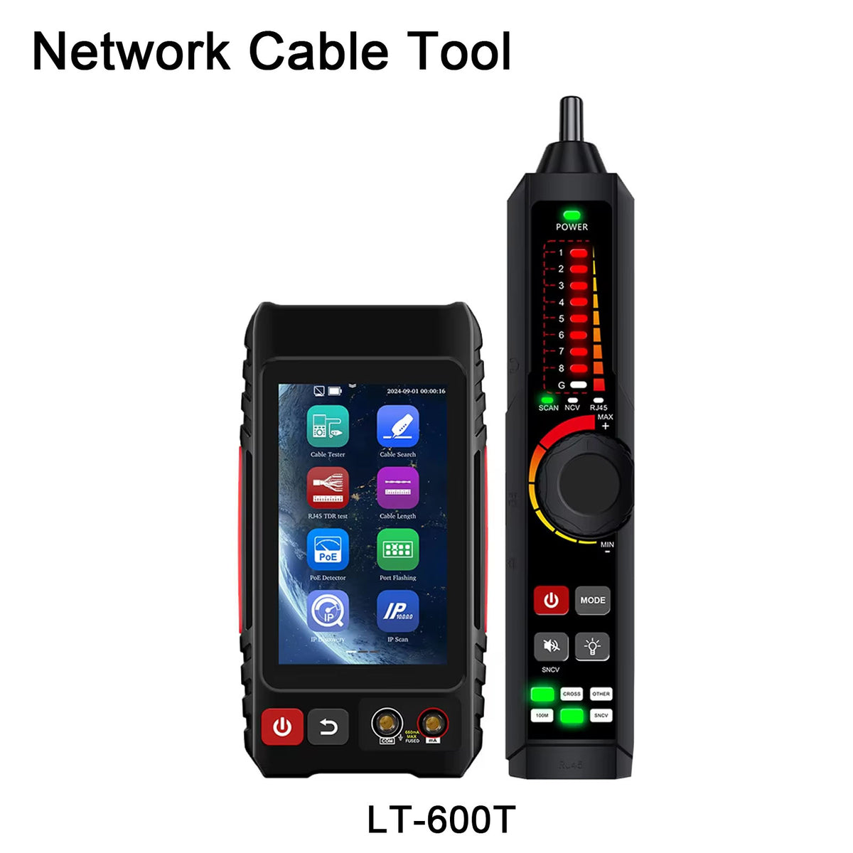LT-600T 4' Touch Screen UTP Cable Tester PoE VFL OPM TDR Level Meter Test IP Search Scan Tracer in One Network Cable Tool
