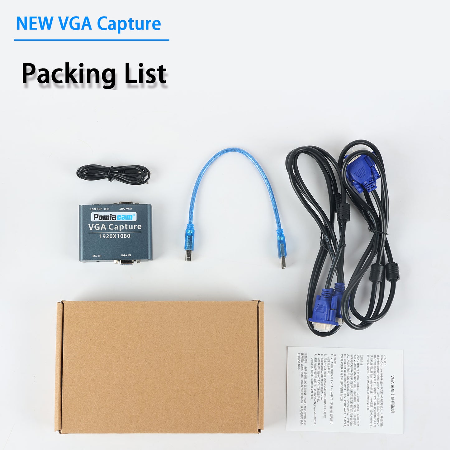 VGA To USB Capture 1080P Audio and Video Capture with Video Capture Card Support UVC/UAC Standard --VGA LOOP Output