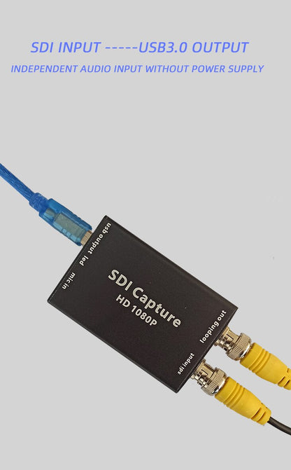 1080P SDI al USB-Vid-Kapta Karto uvc SDI-enigo kaj USB-eligo al la komputila plug-and-play SDI al USB-Adaptilo-Konvertilo